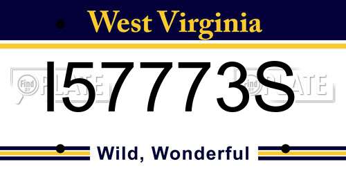 I57773S West Virginia License Plate