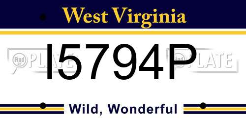 I5794P West Virginia License Plate