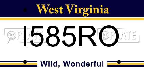 I585RO West Virginia License Plate