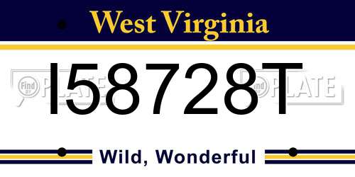 I58728T West Virginia License Plate