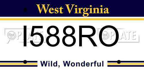 I588RO West Virginia License Plate