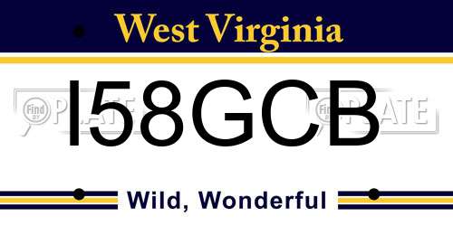 I58GCB West Virginia License Plate