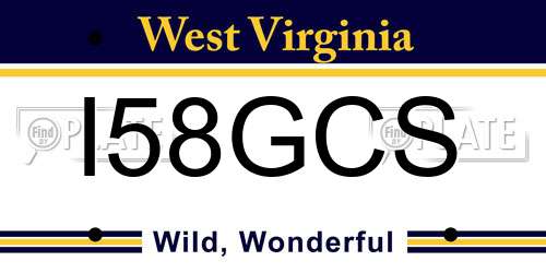 I58GCS West Virginia License Plate