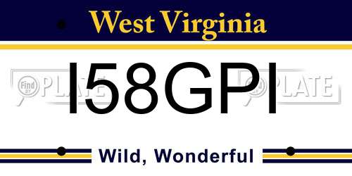 I58GPI West Virginia License Plate