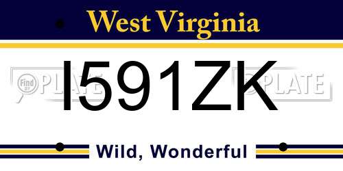 I591ZK West Virginia License Plate
