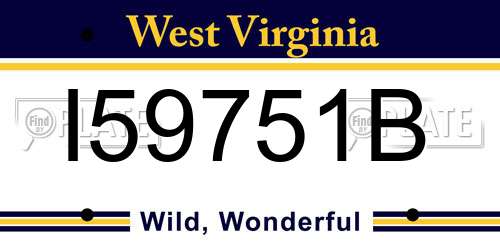 I59751B West Virginia License Plate