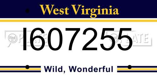 I607255 West Virginia License Plate