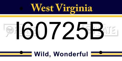 I60725B West Virginia License Plate