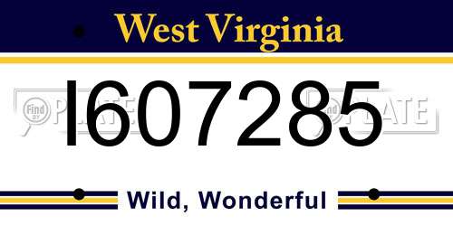 I607285 West Virginia License Plate