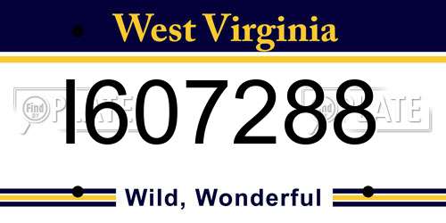I607288 West Virginia License Plate