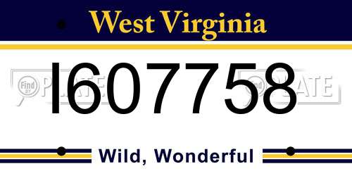 I607758 West Virginia License Plate
