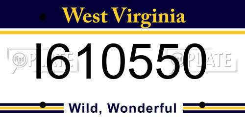 I610550 West Virginia License Plate