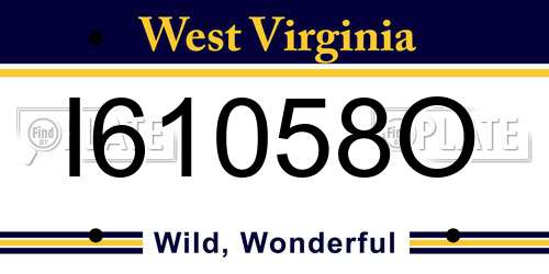 I61058O West Virginia License Plate