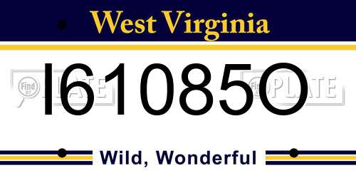 I61085O West Virginia License Plate