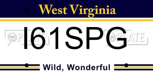 I61SPG West Virginia License Plate