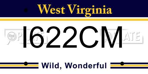 I622CM West Virginia License Plate