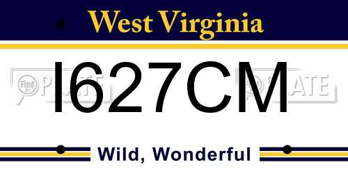 I627CM West Virginia License Plate
