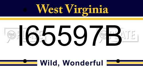 I65597B West Virginia License Plate