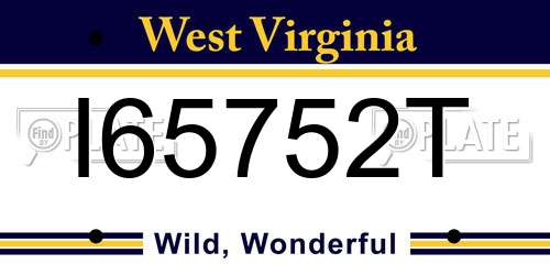 I65752T West Virginia License Plate