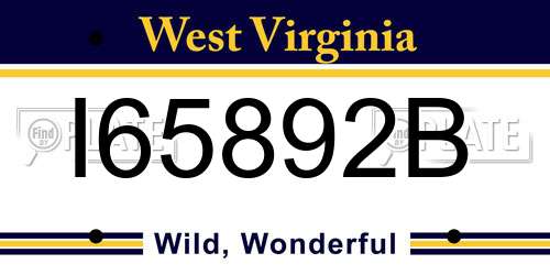 I65892B West Virginia License Plate