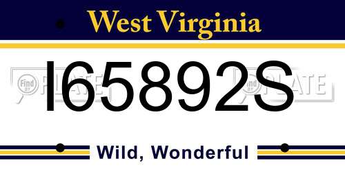 I65892S West Virginia License Plate