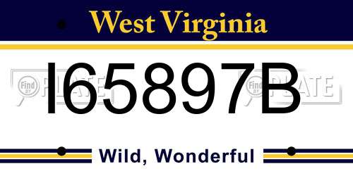 I65897B West Virginia License Plate