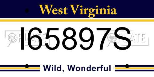 I65897S West Virginia License Plate