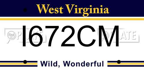 I672CM West Virginia License Plate