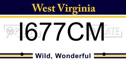 I677CM West Virginia License Plate