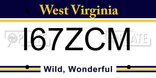 I67ZCM West Virginia License Plate
