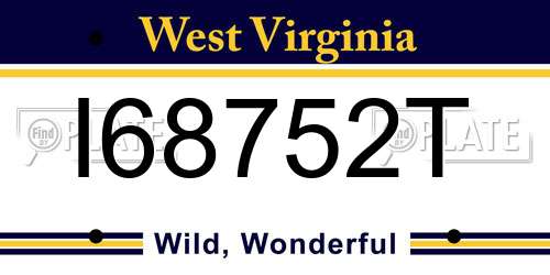 I68752T West Virginia License Plate