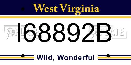 I68892B West Virginia License Plate