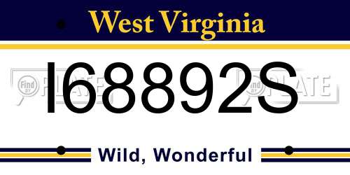 I68892S West Virginia License Plate