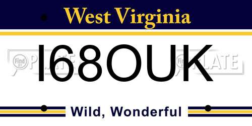 I68OUK West Virginia License Plate