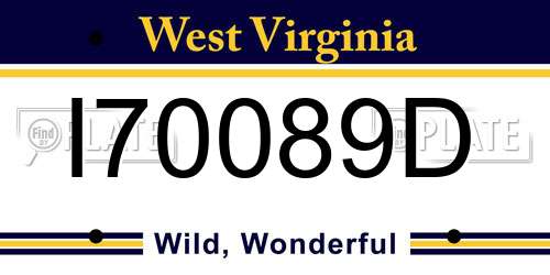 I70089D West Virginia License Plate