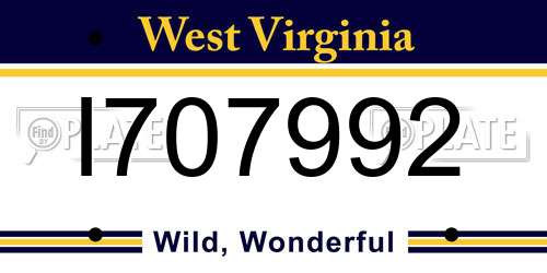 I707992 West Virginia License Plate