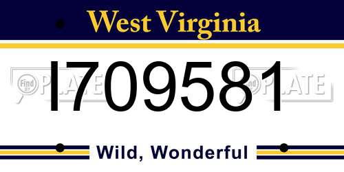 I709581 West Virginia License Plate