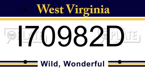 I70982D West Virginia License Plate