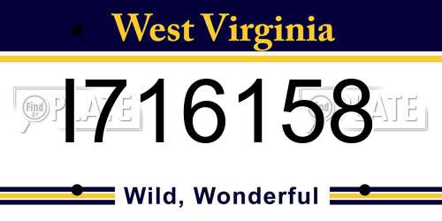 I716158 West Virginia License Plate