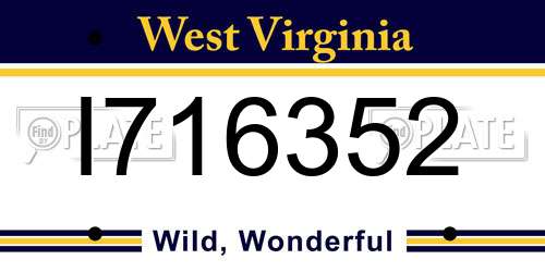 I716352 West Virginia License Plate