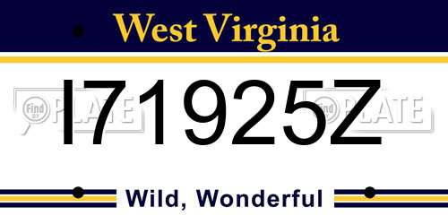 I71925Z West Virginia License Plate