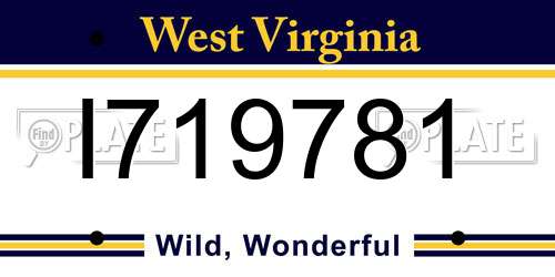 I719781 West Virginia License Plate