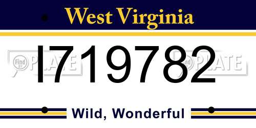 I719782 West Virginia License Plate