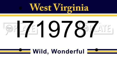 I719787 West Virginia License Plate