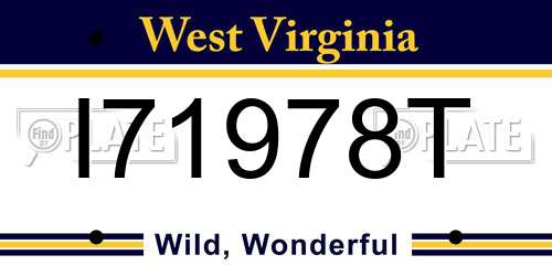 I71978T West Virginia License Plate