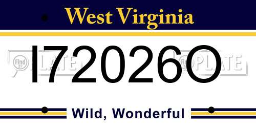 I72026O West Virginia License Plate