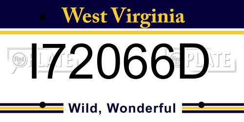 I72066D West Virginia License Plate