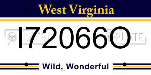 I72066O West Virginia License Plate