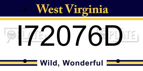 I72076D West Virginia License Plate