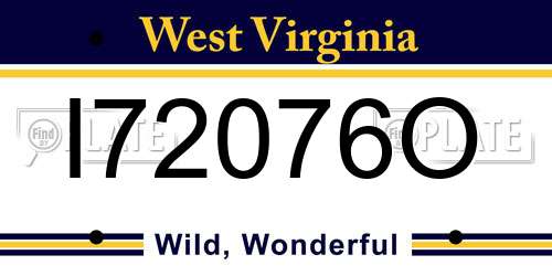 I72076O West Virginia License Plate